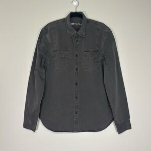 Gap 1969 Men’s Gray Herringbone Twill Military Work Shirt Large